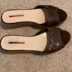 Prada slip on wedges